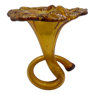 Amber-colored blown glass soliflore