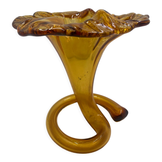Soliflore en verre soufflée couleur ambre