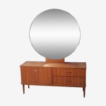 Scandinavian style sideboard with triptych mirror, 60s-70s