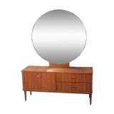 Scandinavian style sideboard with triptych mirror, 60s-70s