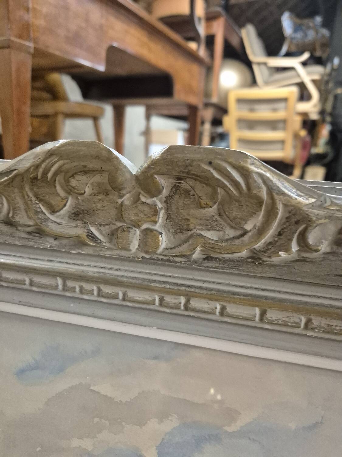 Watercolor landscape painting signed Robert Rutz original Montparnasse frame