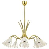 Modern brass floral chandelier Emil Stejnar, Rupert Nikoll, Austria, 1950s
