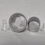 Set of 2 black and white houndstooth glass carafes from the Arques crystal factory. Rare.