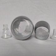Set of 2 black and white houndstooth glass carafes from the Arques crystal factory. Rare.
