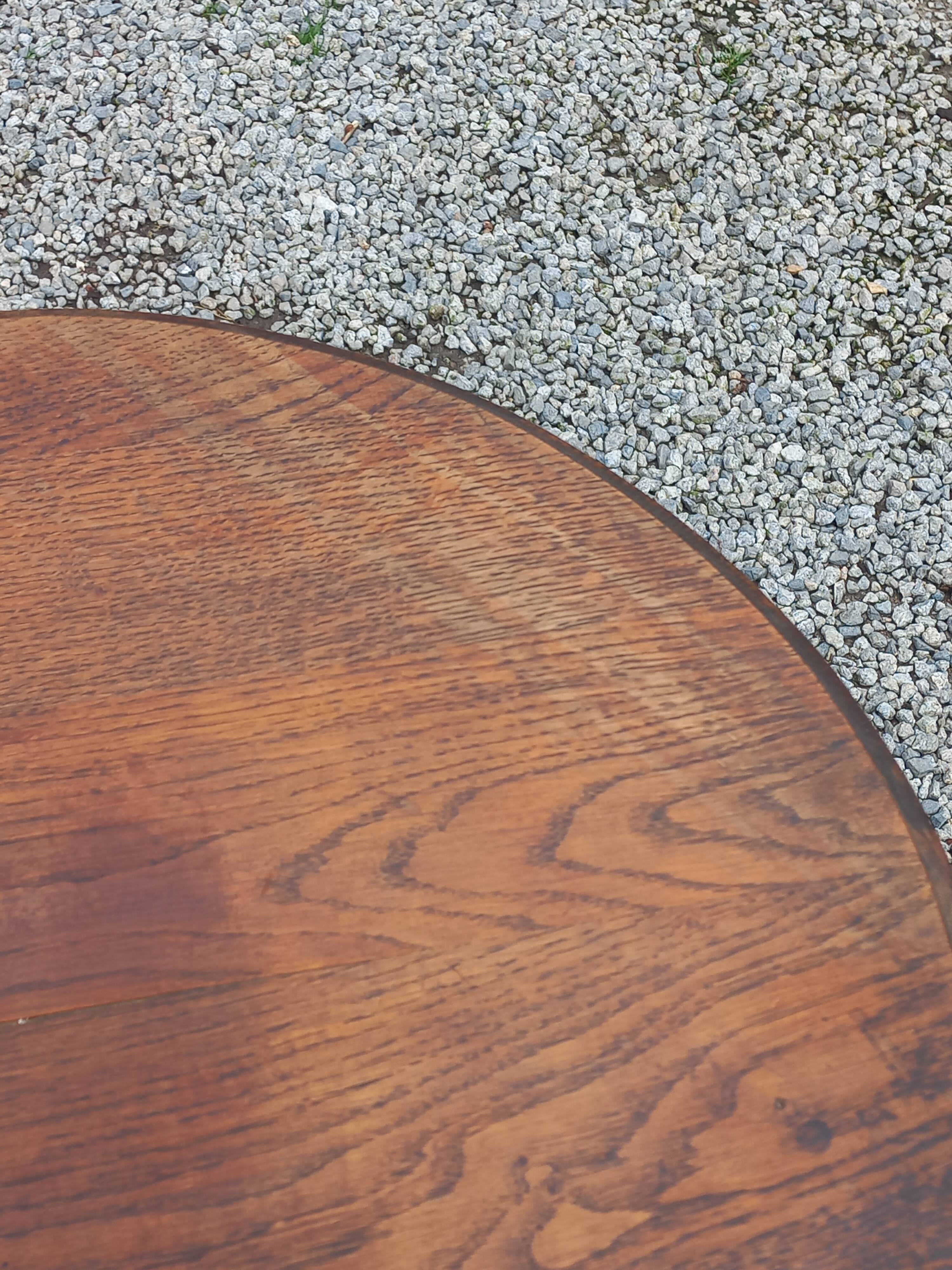 Vintage oak pedestal table with 3 shelves from the 60s