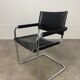 Black and chrome leather cantilever armchair