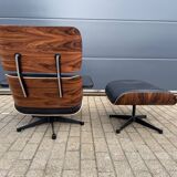 Vitra Eames Lounge Chair XL + Ottoman, Black leather & Santos Rosewood