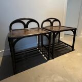 Tables de chevets en rotin vintage Rochebobois