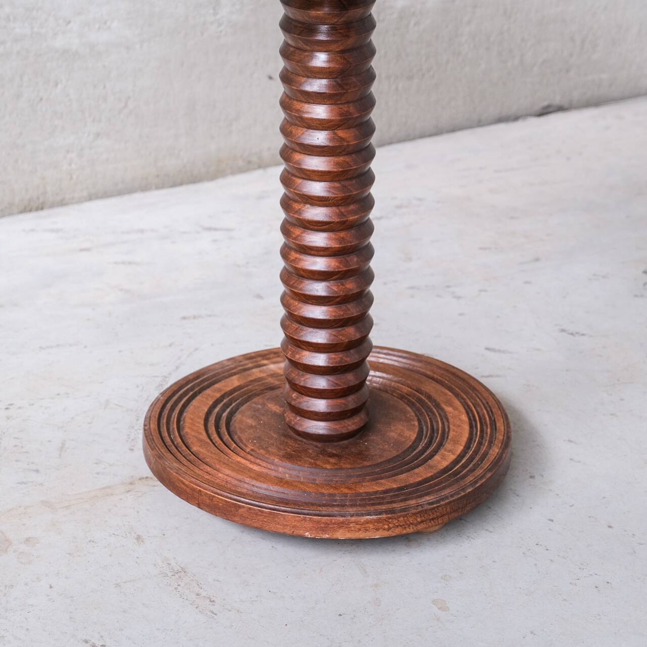 Turned Oak Mid-Century French Pedestal or Side Table