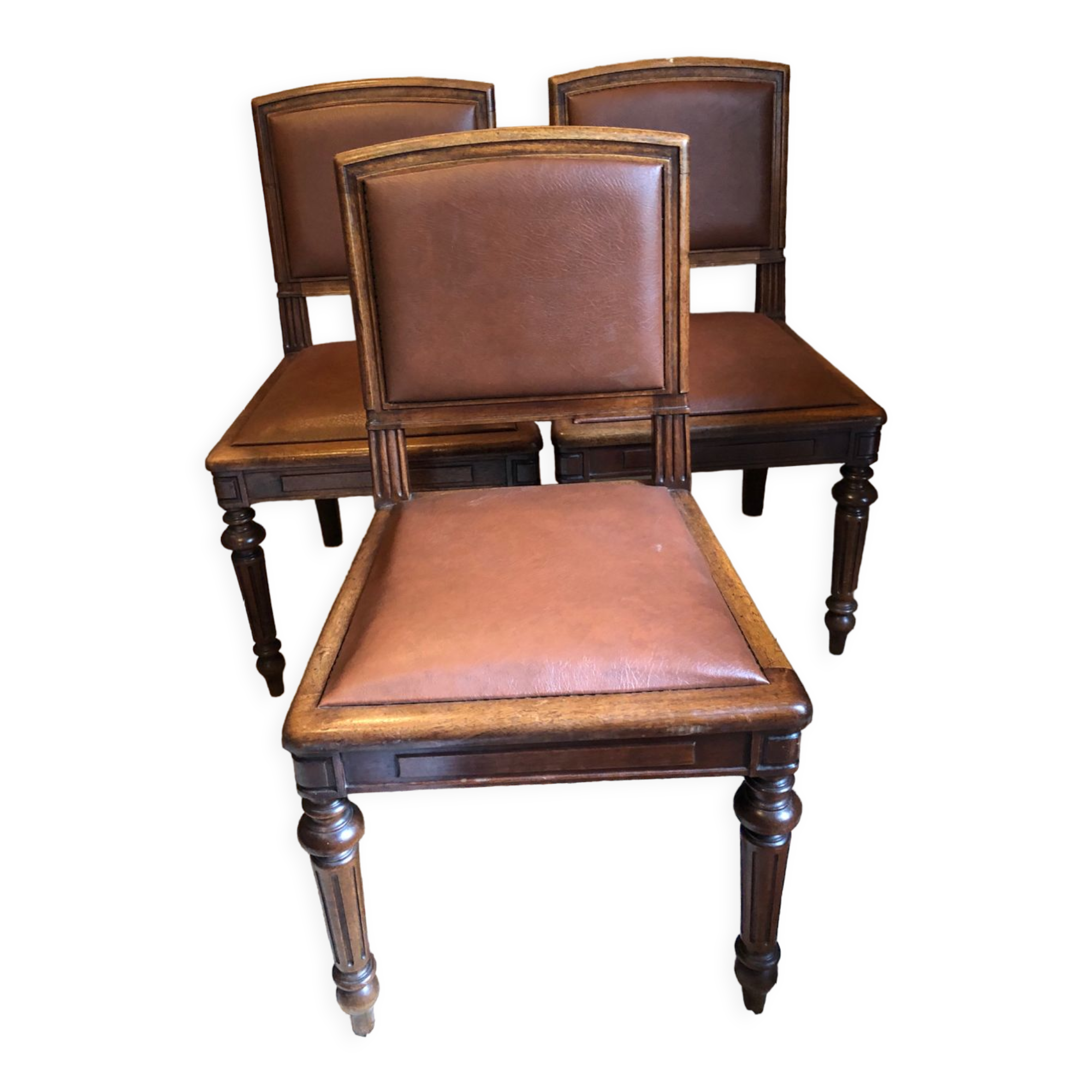 Leather and wood chairs