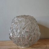 Vintage pressed molded glass lamp globe diamond faceted portable pendant light