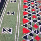 Green Berber kilim woollen carpet 55x205cm