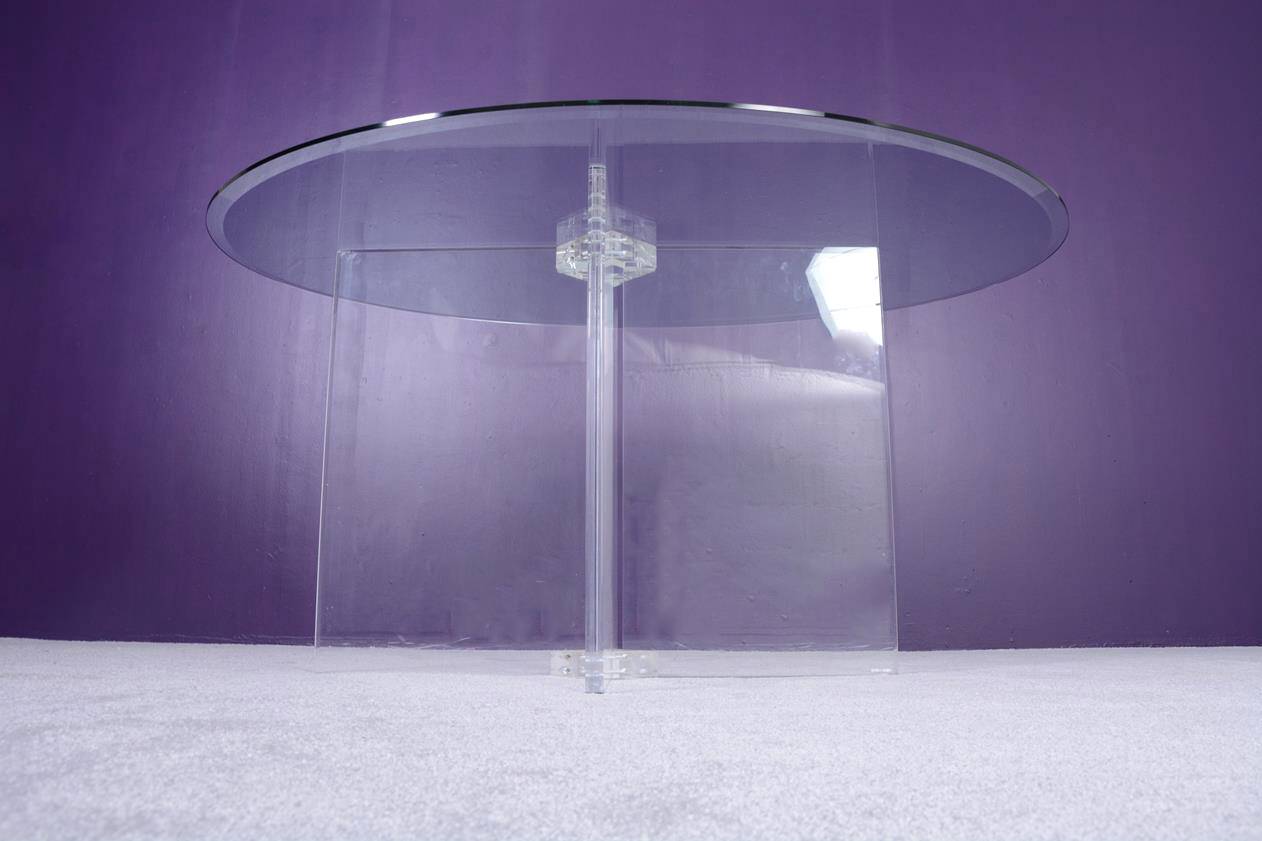 Dining table by David Lange (signature on the base).