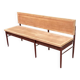 Grand banc d'école vintage 170 cm de 3/4 places en bois brut poncé métal 19