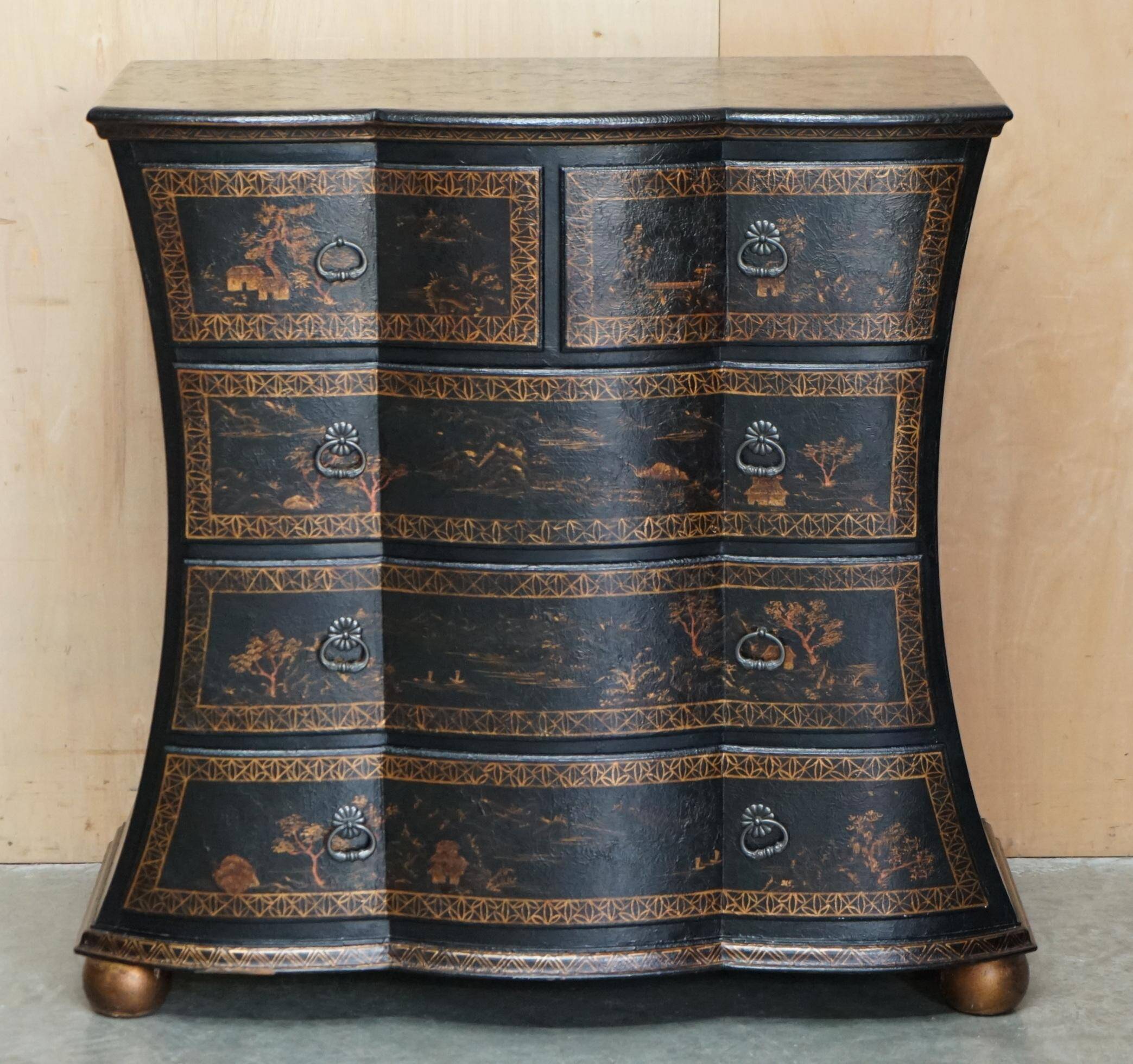 Commode Chinoiserie Antique Peinte à la Main