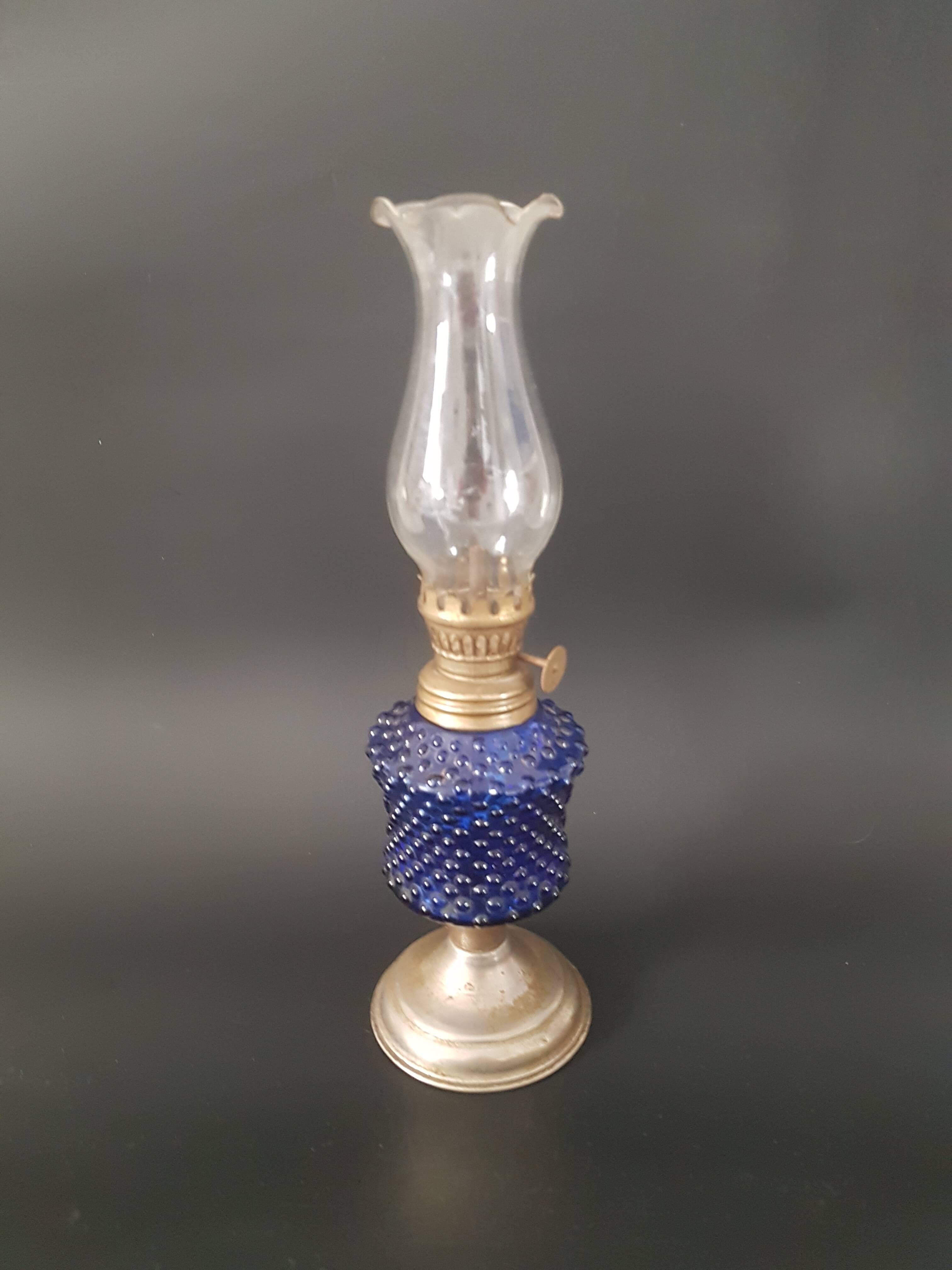 Old oil lamp blue glass