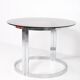 Vintage round table in chrome steel and smoked glass, 1970s