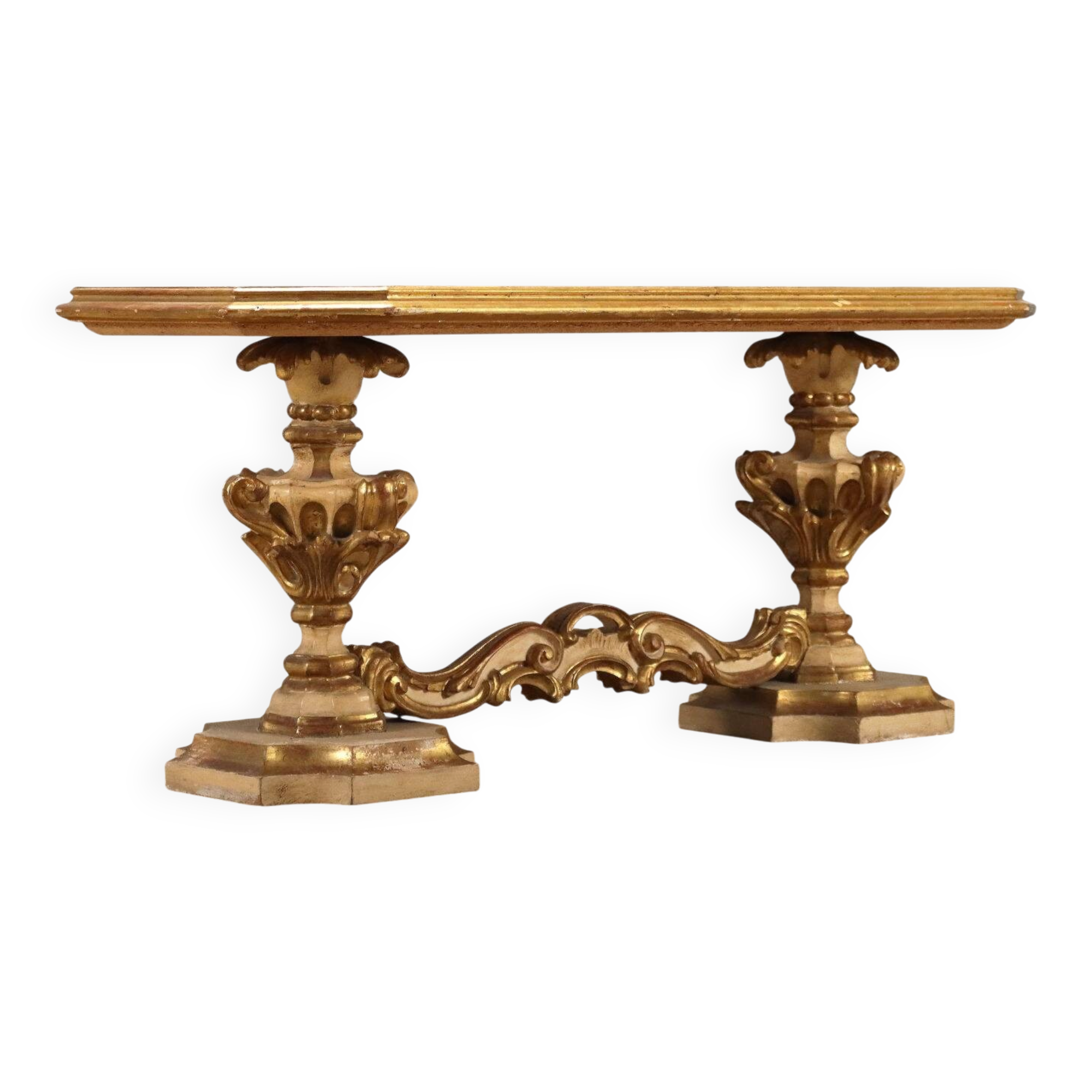 Antique baroque-style coffee table in wood, 19th century