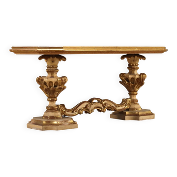 Table basse baroque antique en bois, 19e siècle