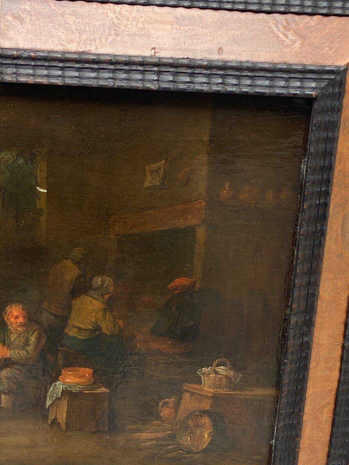 Oil on panel Dutch interior scene Flemish school 19th century