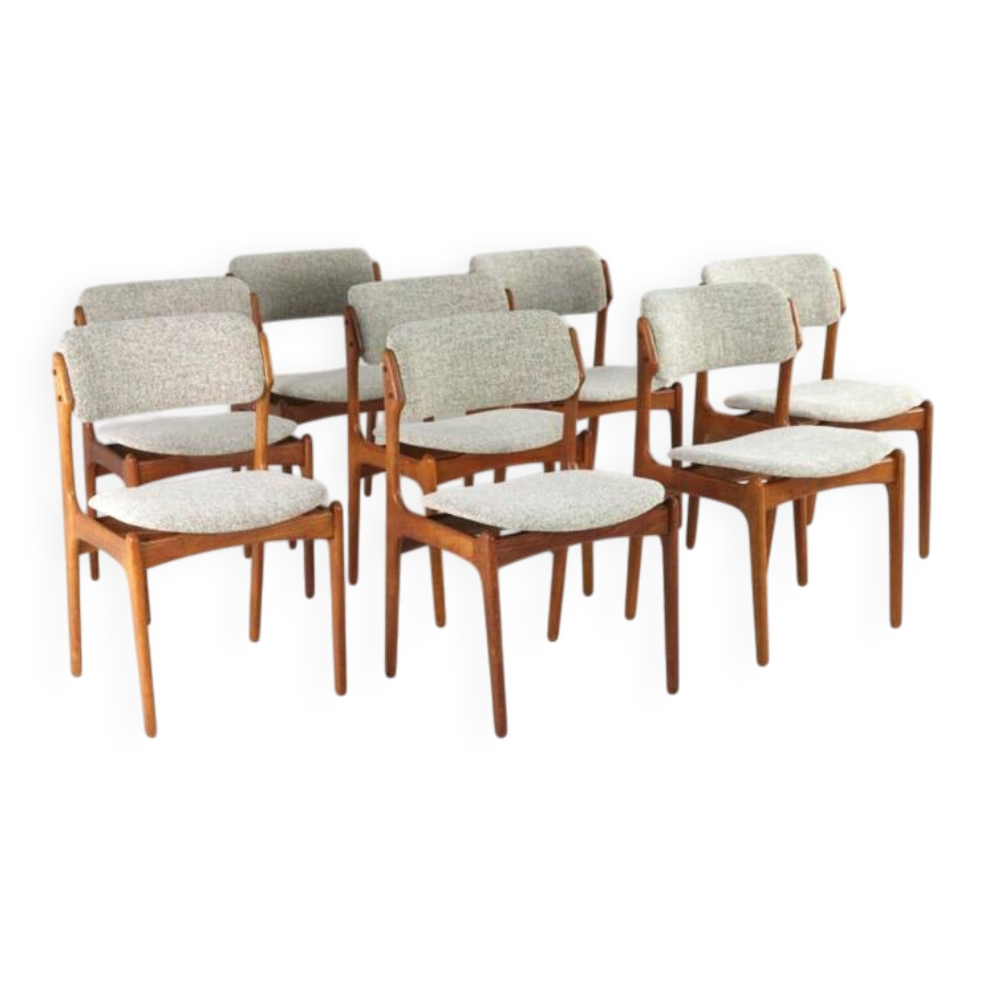 Set of 8 Erik Buch chairs for O.D. Møbler model 49 'Bur' - Danish design