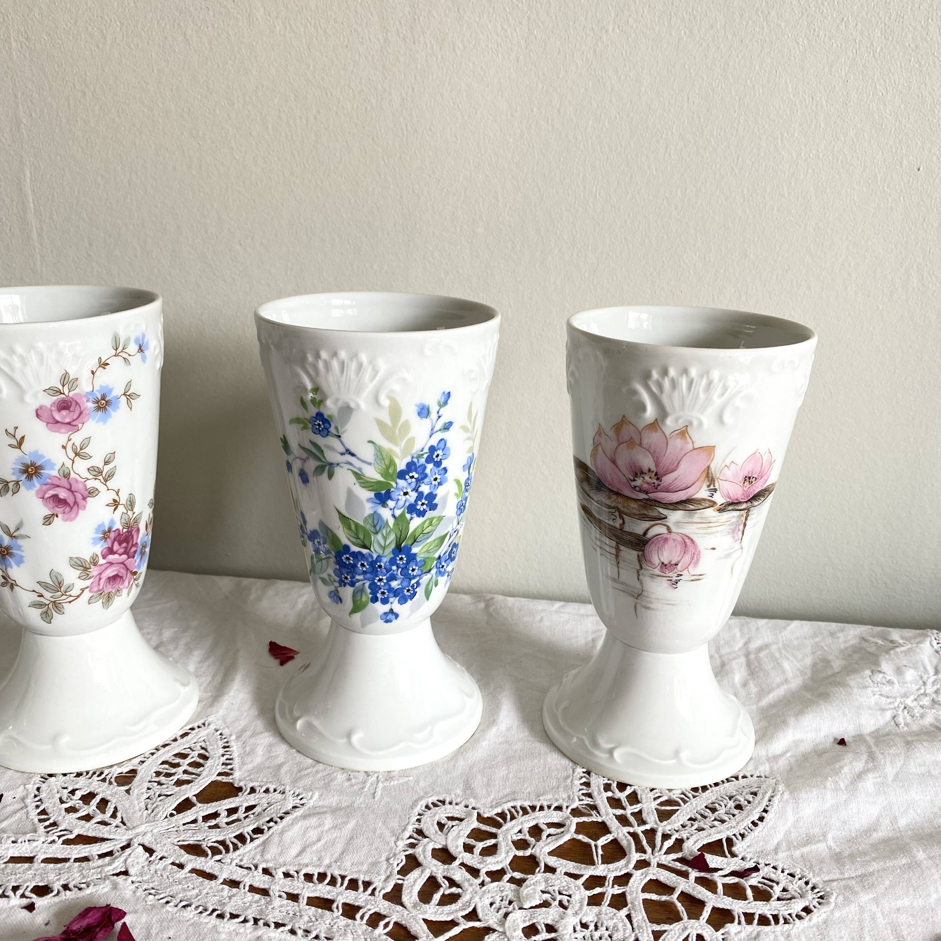 5 Mazagran flower coffee cups porcelain Limoges vintage