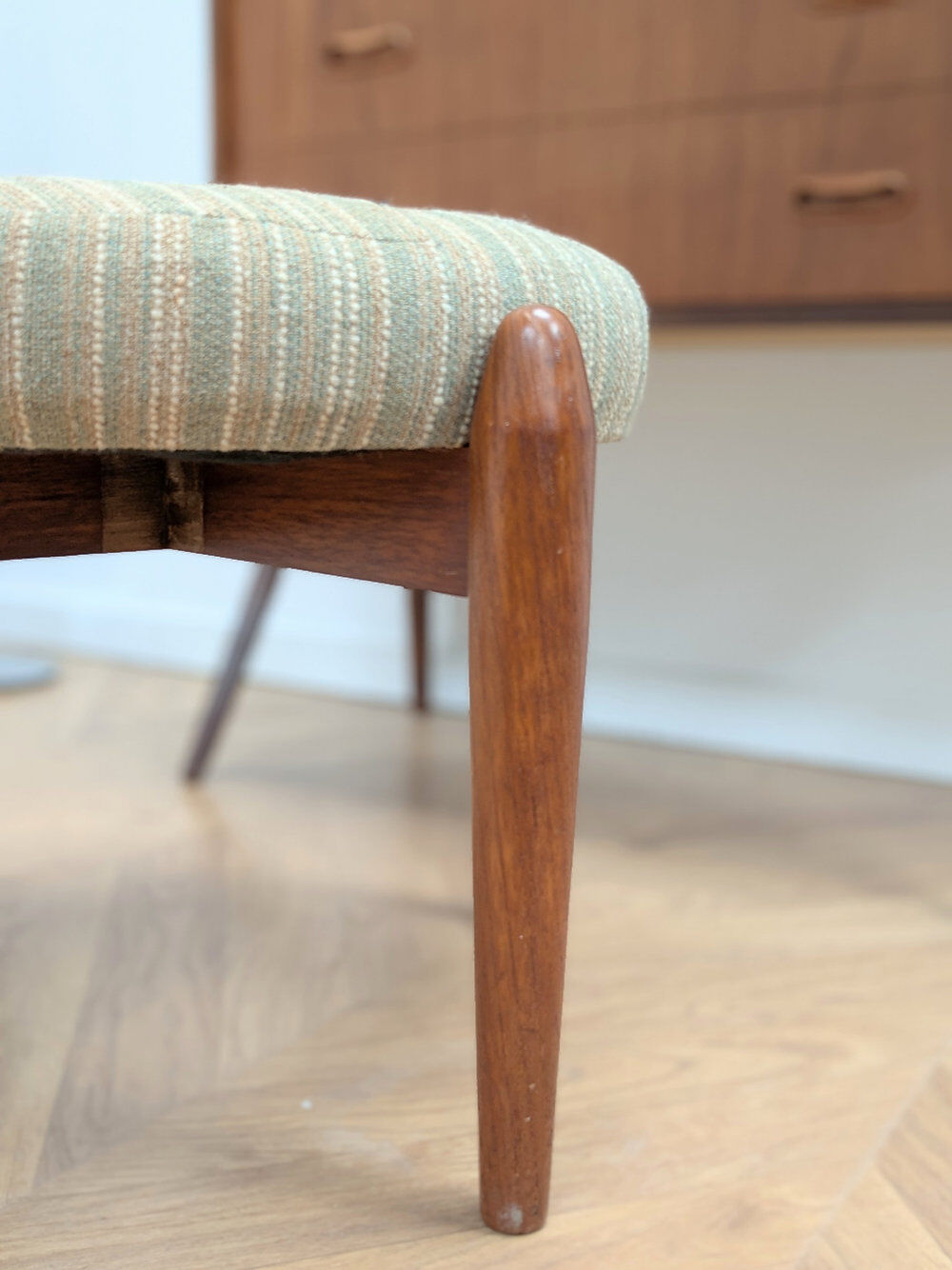 Stool - vintage teak pouf from the 1960s