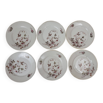 6 assiettes plates en porcelaine de Paris "Nouveautés"