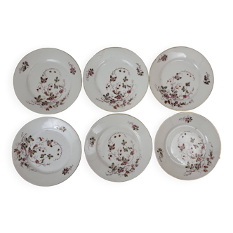 6 flat plates in Paris porcelain “Nouveautés”