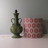 Ceramic table lamp from Bay, West Germany 1960 with handcrafted lampshade