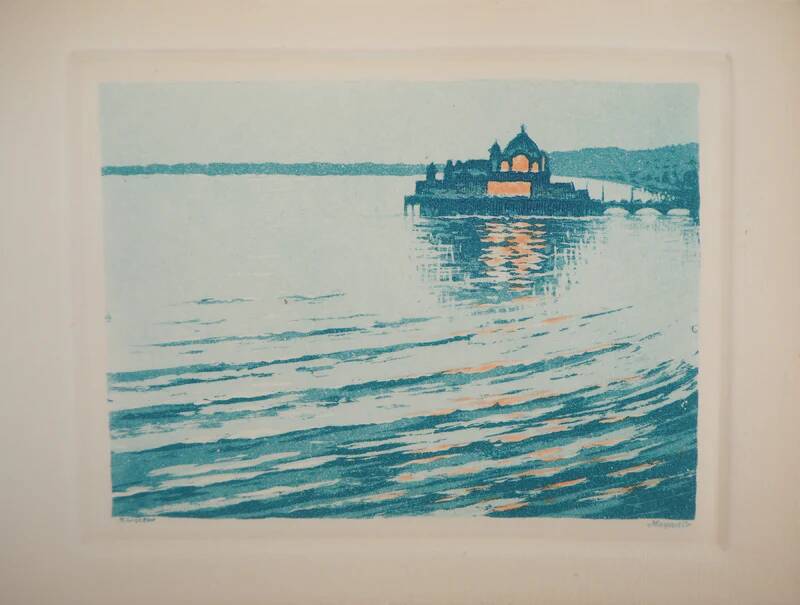René Ligeron: Nice, the Palais de la Jetée, original signed engraving.