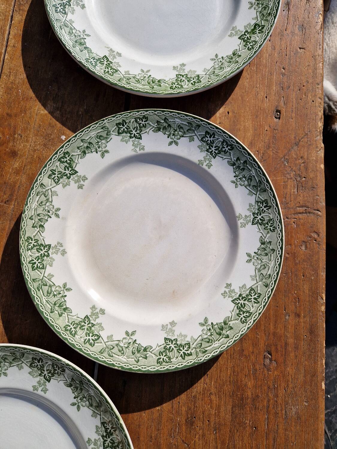 Set of 7 Flat Plates, Summer Model, Terre De Fer, Saint Amand