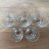 Set of 5 glasses engraved glass cup