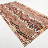 6x12 Multicolor Orientel Kilim Rug, Handmade Wool Kilim Rug, 185x350Cm