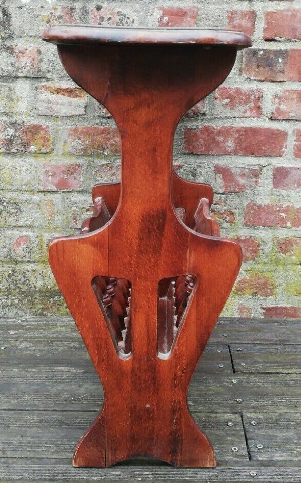 Wooden magazine holder with vintage tablet