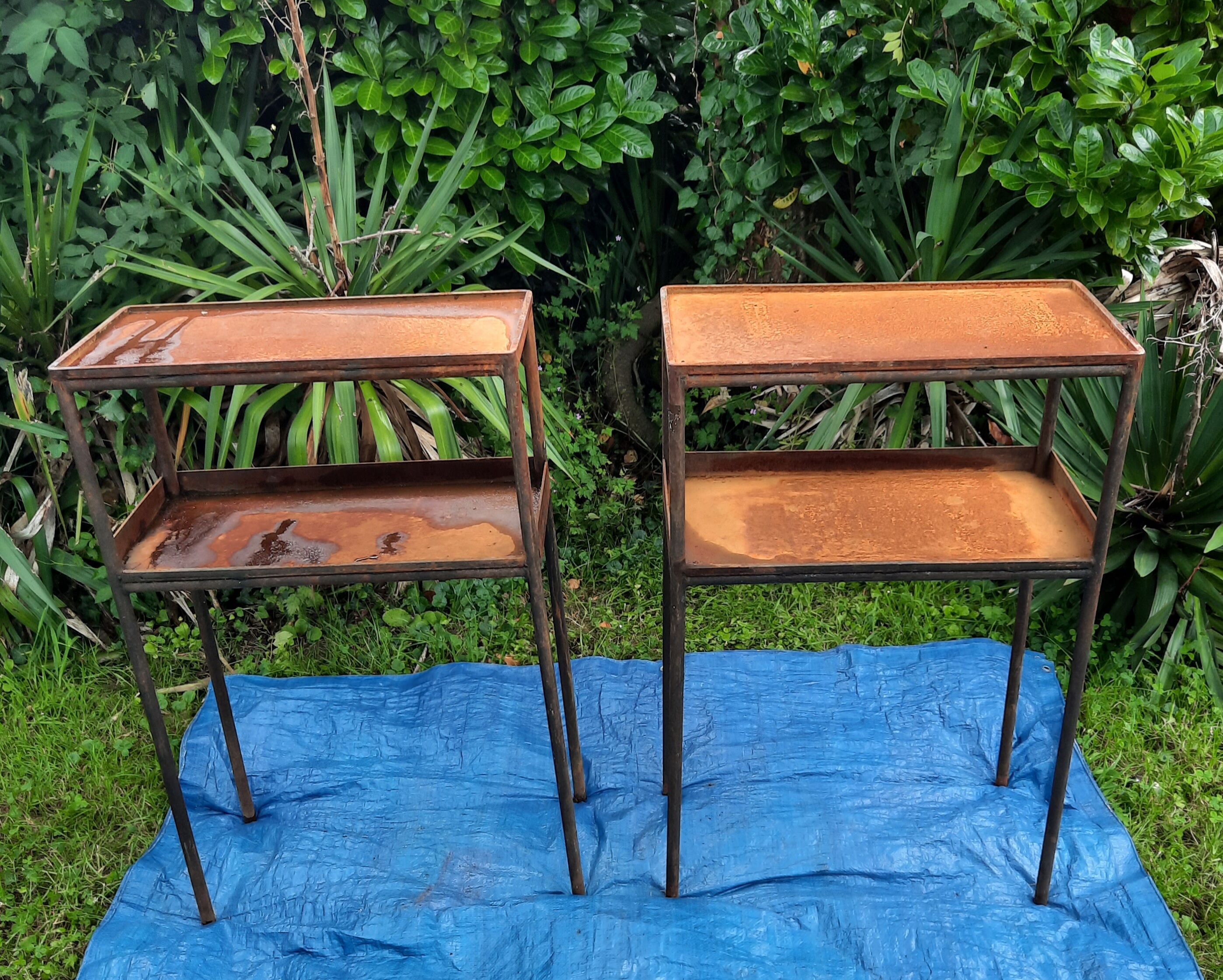 Pair of metal consoles