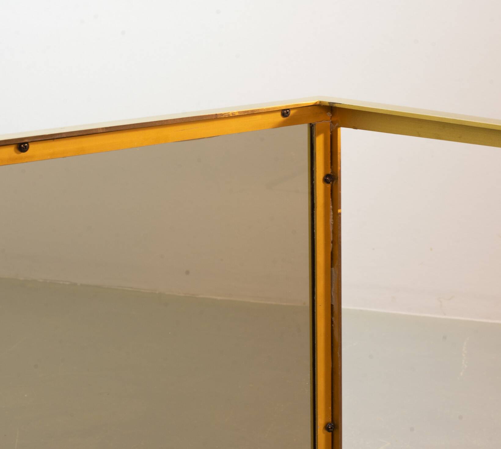 Solid Brass Side Tables with Smokey Glass Top by Vereinigte Werkstatten 70s