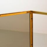 Solid Brass Side Tables with Smokey Glass Top by Vereinigte Werkstatten 70s
