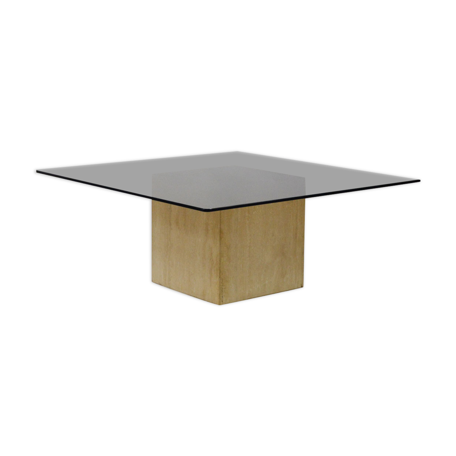 Smoked Glass Travertin coffee table