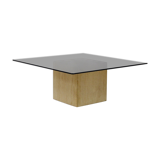 Smoked Glass Travertin coffee table