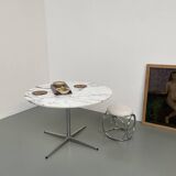 60s marble table with chrome cross base
