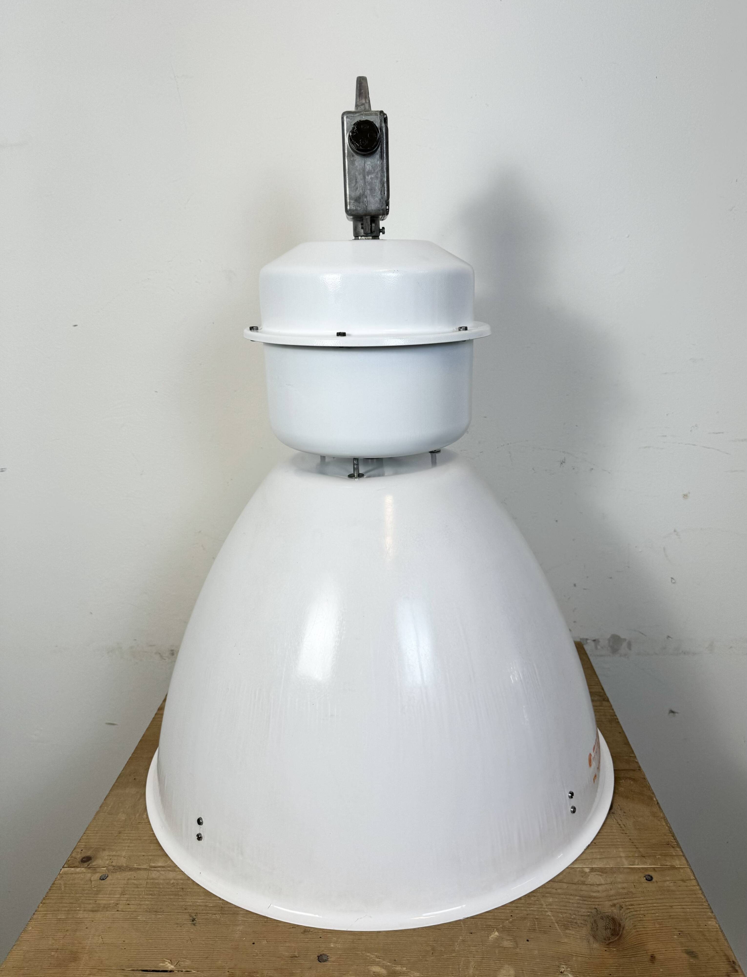 Large White Enamel Industrial Factory Lamp from Elektrosvit, 1990s