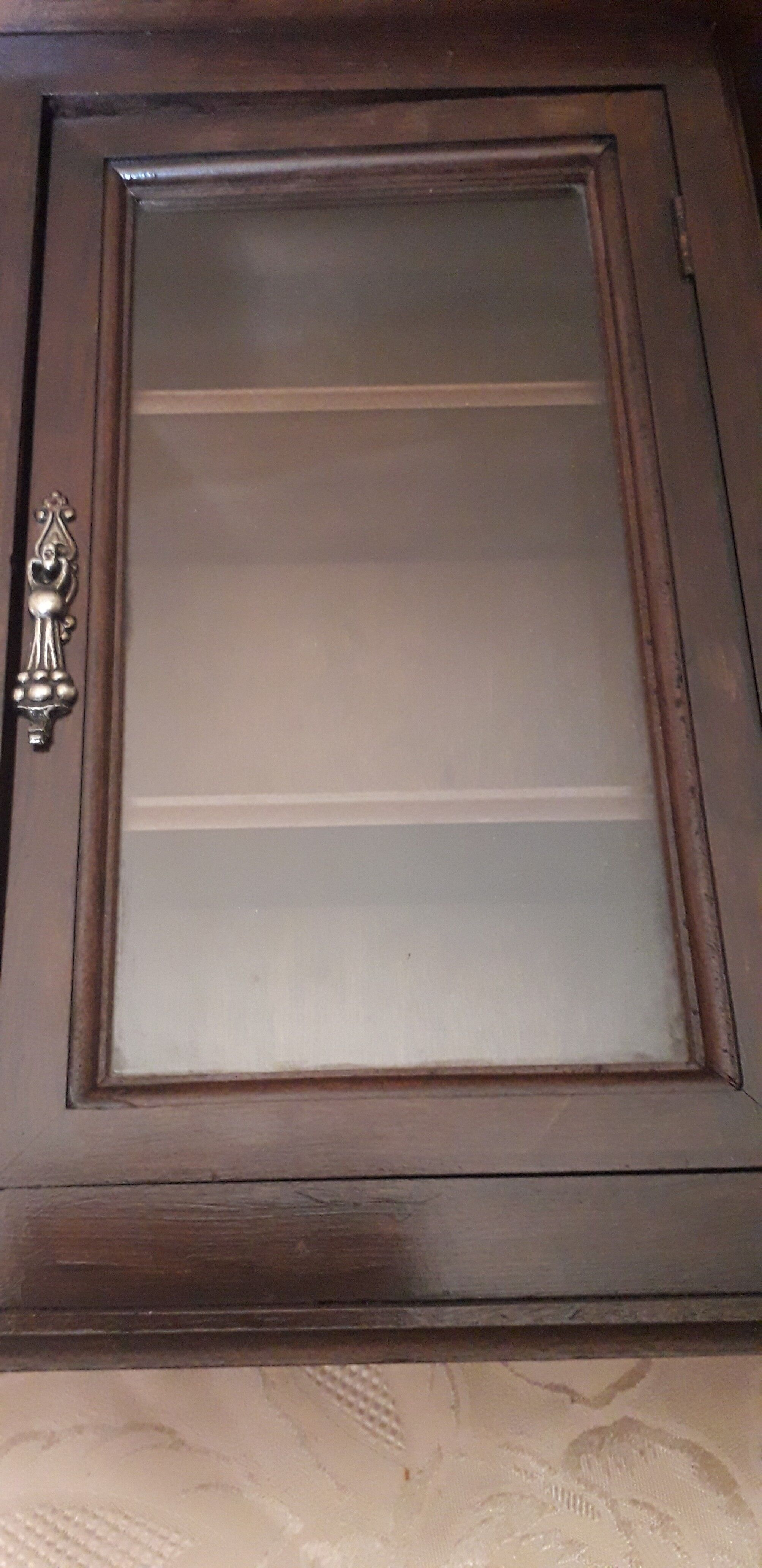 Vintage wooden showcase with 3 shelves, wenge color.