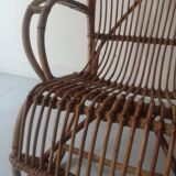 Vintage Dutch rattan armchair with armrest, 1960s