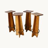 4 oak stools from France, 1950s.