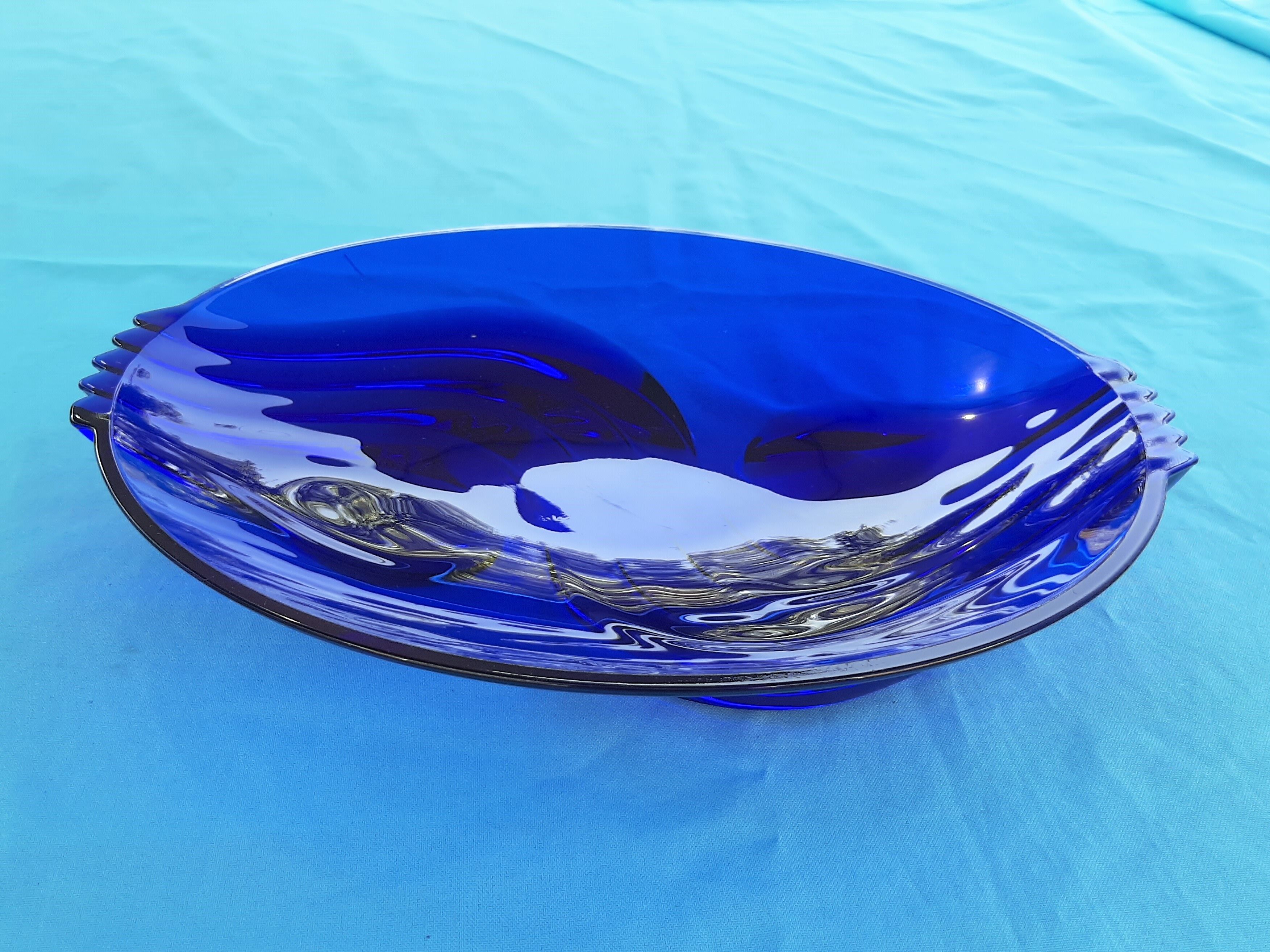 Blue glass dish