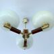 Large Art Deco pendant light in wood and glass, 1930s