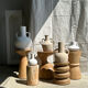 Artisanal terracotta vase painted white with double handles H:16 D:20