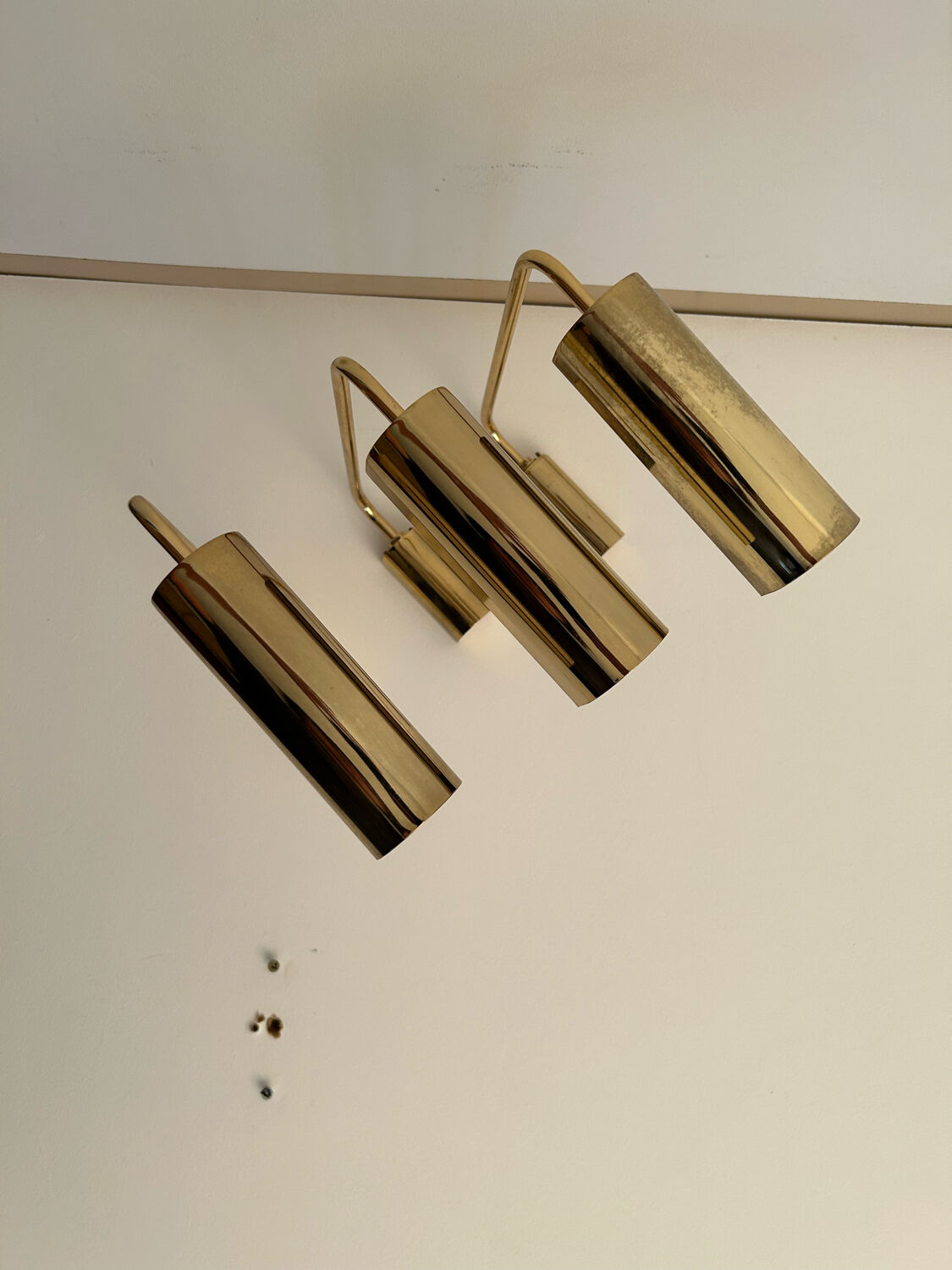 Set de 3 appliques vintage orientable, laiton, France 1970
