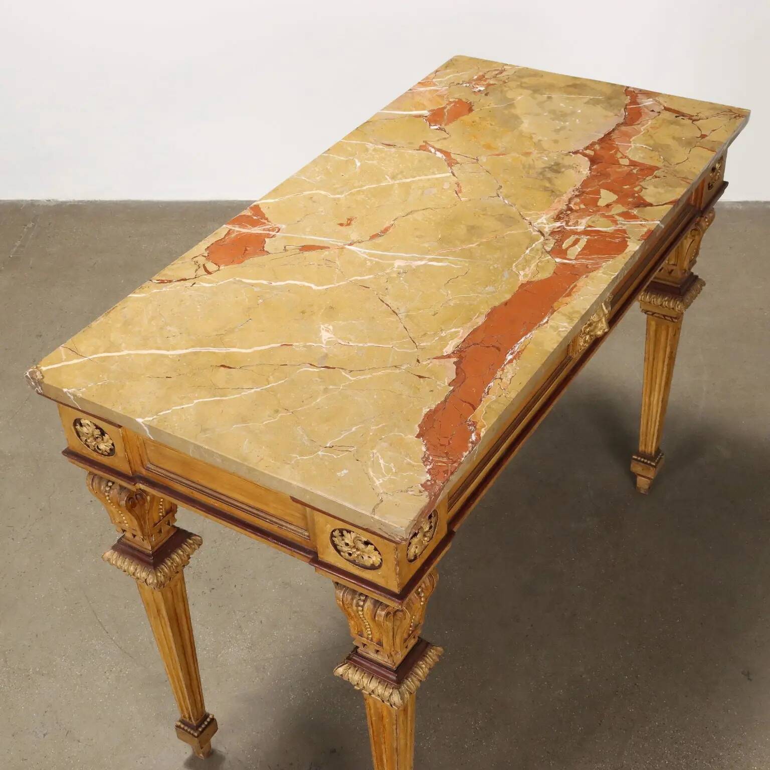 Console néoclassique ancienne en bois laqué, Italie, fin XIXe siècle